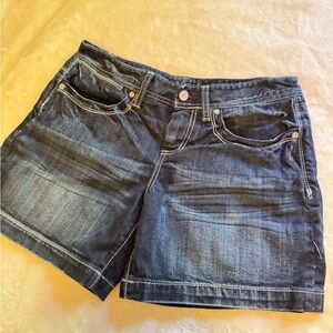 Maurices Blue Jean Shorts with Mid-Length Cuffed Hem
